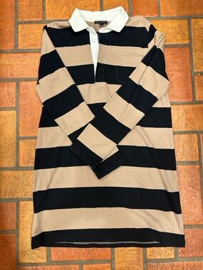 J.Crew Striped Rugby Polo Dress in Black and Beige